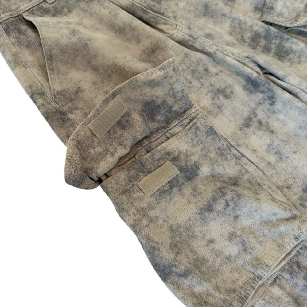 FREEMARKET Women's Cargo Pants Wide Leg Tie Dye Large Streetwear Y2K Artsy Boho - Picture 11 of 14
